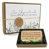 ZUKLA Verpackung für Geldgeschenke Jugendweihe - Geschenkset Geschenkbox 15 x 11 cm - mit Reagenzglas - Geschenk für Jungen & Mädchen - Geldgeschenk Verpackung aus Holz