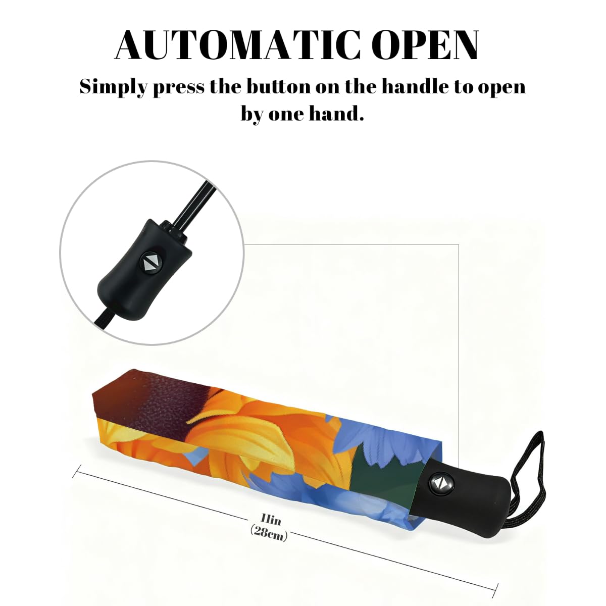 Ombrello pieghevole estivo astratto girasoli ombrello da viaggio compatto antivento impermeabile con protezione UV rivestimento nero leggero 8 coste portatile per pioggia sole