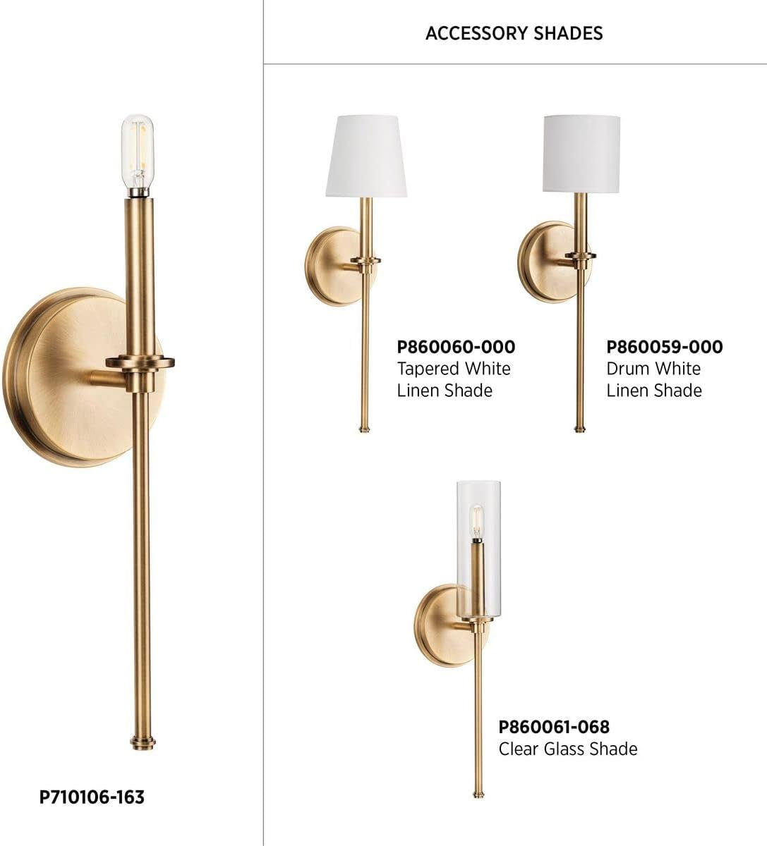 Progress Lighting Elara Collection 5-3/4 in. 1-Light Vintage Brass Vanity Light Clear Glass