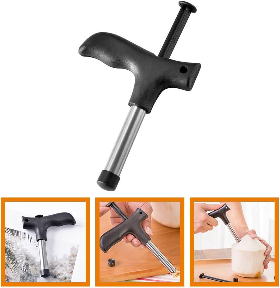 Coconut Opener Tool Stainless Steel Straw Hole Maker Portable Manual Coconut Tap Opener Lightweight Kitchen Gadget for Easy Opening