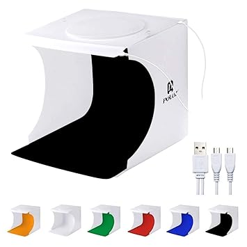 ELEPHANTBOAT Mini Photo Studio Super Bright Photography Light Box Lightbox Portable Shooting Light Tent with 6 Colors Photography Backdrops Waterproof Background Screen Carrying Bag (20 Centimeter)