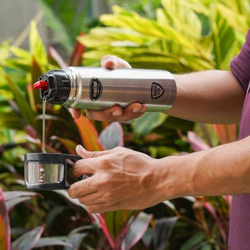 Image of CELLO Instyle Insulated Stainless Steel Flask Water Bottle with Jacket For Daily Use 750 ml Silver | ISI Certified Double Wall Vacuum Insulated 24 Hrs Hot & Cold Thermos Water Bottle For Office Travel