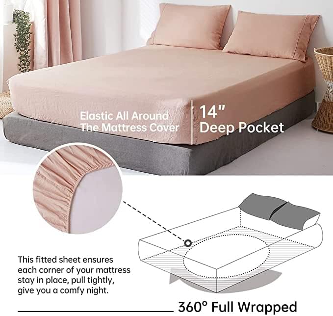 Miniatura 4 de Simple&Opulence Juego de sábanas de lino 100% belga bordado color liso Super suave lavado a la piedra