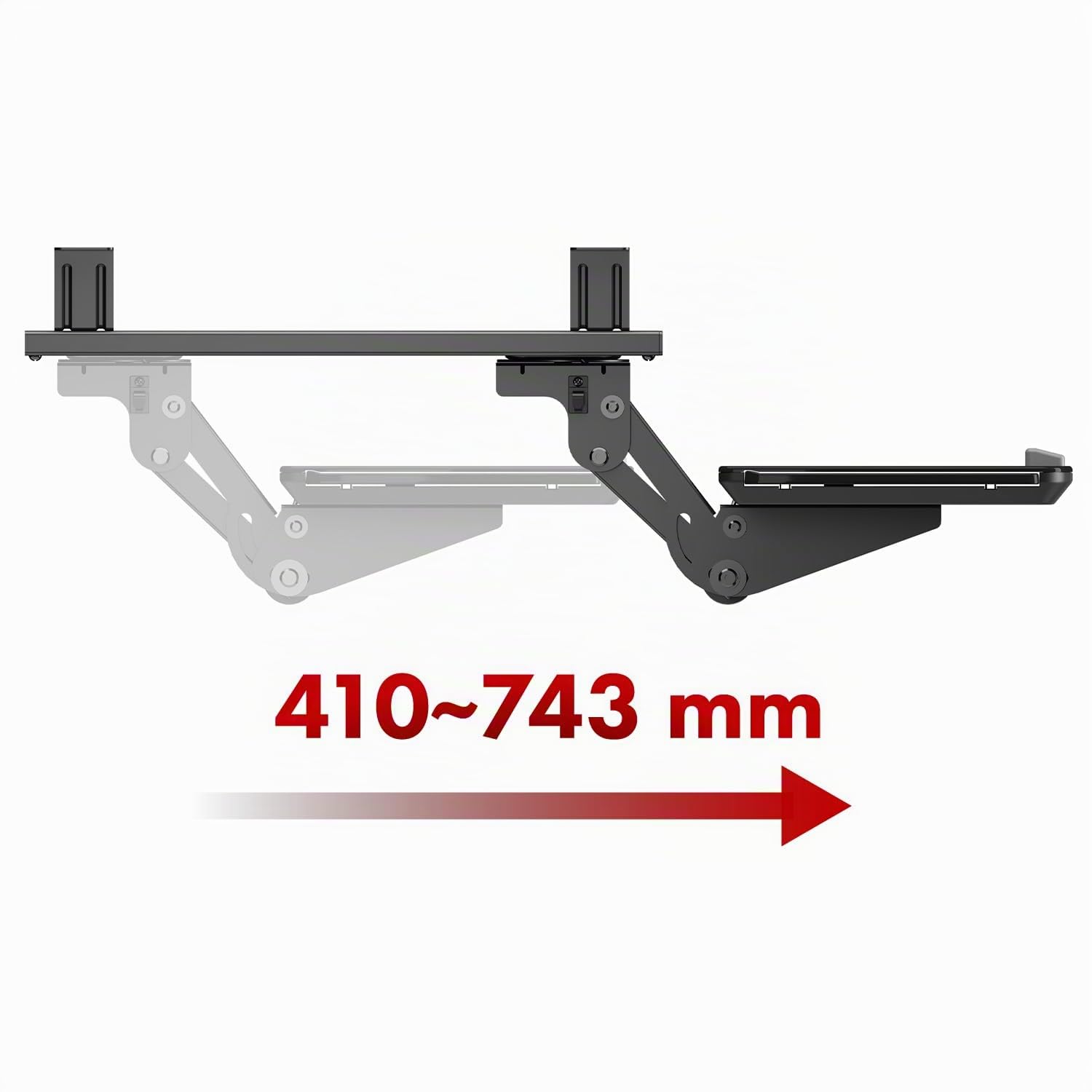 Maclean Bandeja para Teclado con Bandeja para ratón, Altura Regulable, inclinable, Giratorio, Soporte ergonómico para Escritorio de hasta 5 kg, Soporte para Teclado de Acero y plástico (Negro)