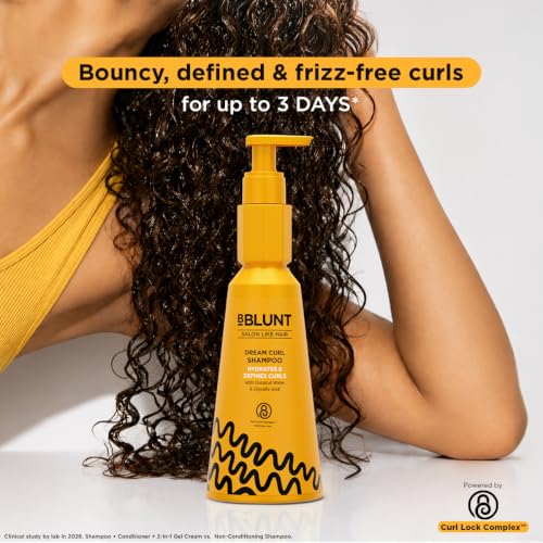 Image of BBLUNT DREAM CURL SHAMPOO - 300 ml | 3 Day Definition & Frizz Control | Coconut Water, Glycolic Acid & Curl Lock Complex | Hydrates & Moisturizes Dry, Wavy & Curly Indian Hair | SLS & Paraben Free | For Men & Women
