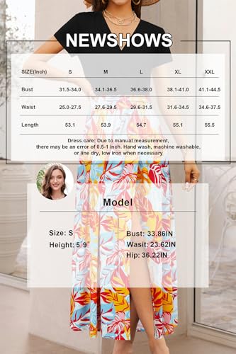 Image of Newshows Women's 2026 Lightweight Summer Wedding Guest Beach Vacation Casual V Neck Split Flowy Maxi Dress