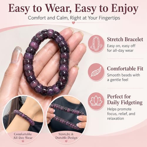 Image of Fidget Bracelet Bodhi Seed Bracelets Anxiety Fidget Bracelets Protection Healing Stretch Alleviate Anxiety Stress Protection Healing Bodhi Jewelry Gifts for Women Men