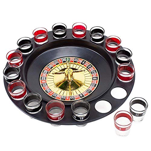 Image of Go Hooked Roulette Drinking Game Set with 16 Black & Red Shot Glasses, Casino Gambling Party Games for Adults