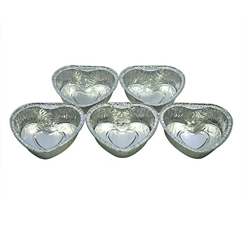 Mystar Heart Shape Disposable Aluminum Foil, Mini Cupcake/Muffin Baking Cups (105 Ml), Pack Of 60 #TOP2