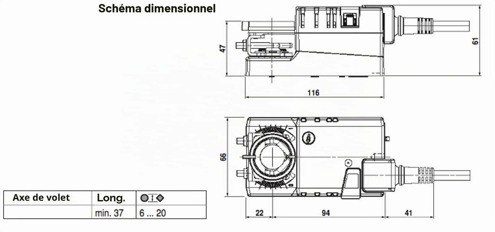 Belimo LM230A Actionneur rotatif avec câble de connexion pour volets de réglage de l'air - Tension nominale AC 230 V