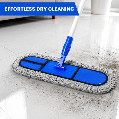 Image of Zureni Floor Sweeping Mop Wet and Dry Microfiber with 4 Ft Long Telescopic Handle, 360 Degree Rotating Floor Cleaning Mop for Home & Kitchen (18 Inch Head and 1 Extra Refill)
