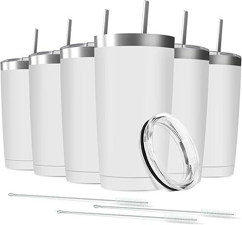 Vaso de viaje de 20 onzas con aislamiento al vacío con tapas, de acero inoxidable de doble pared a granel para el hogar, la oficina, al aire libre,