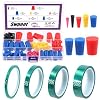 Swpeet 104Pcs 36 Yards 4 Sizes 1/4,1/2, 7/10, 1 Green Powder Coating Masking PET Tape with High Temp Silicone Rubber Protective Tapered Plug Assortment Kit for Painting, Powder Coating