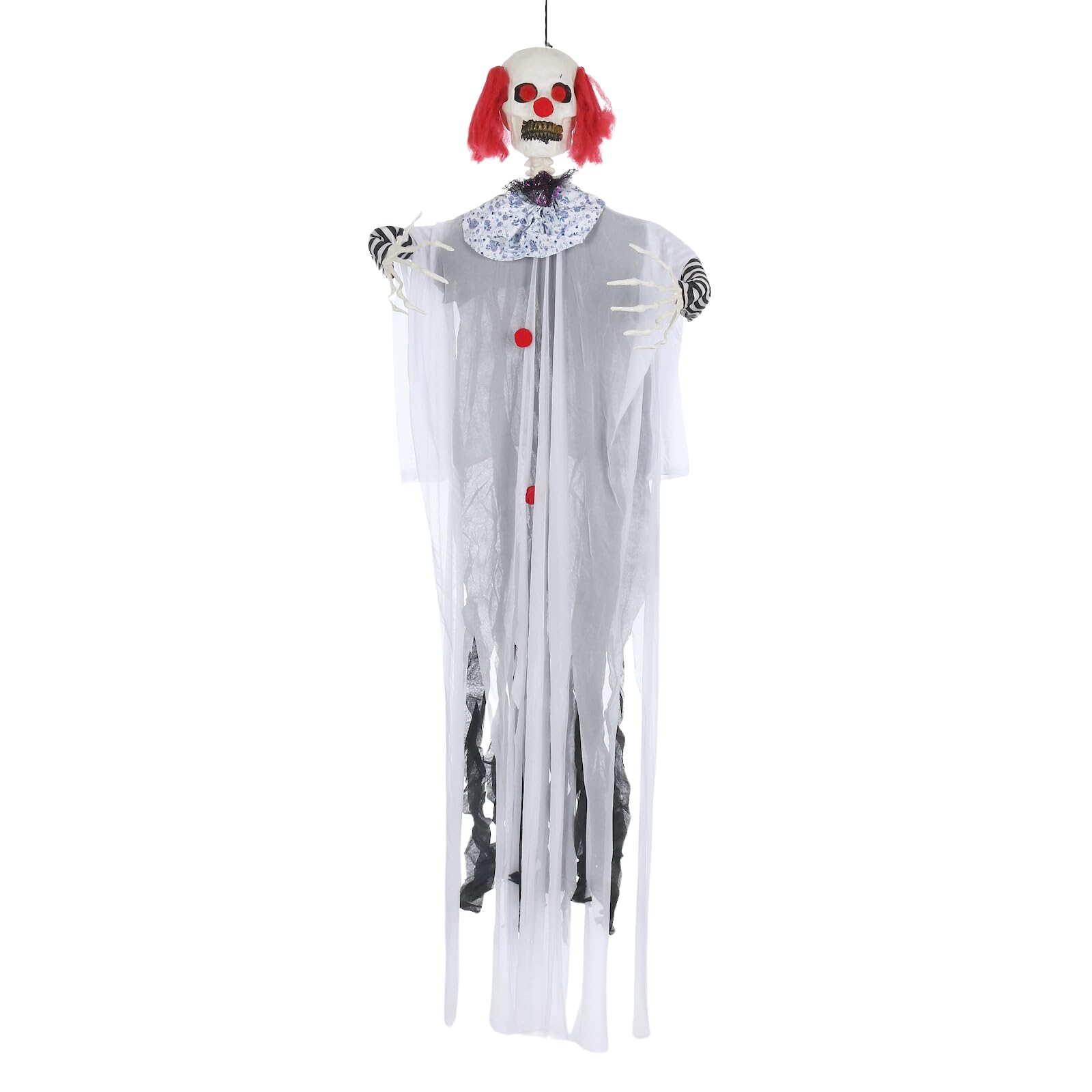 Cackle & Co Hanging Clown Decoration Light Up Eyes Sounds Scary Halloween Prop 160cm