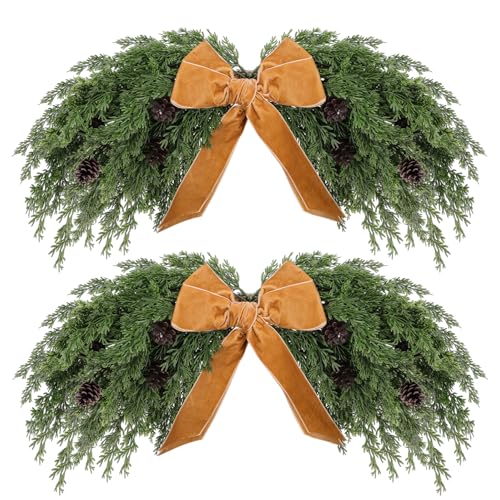 Suncalla 2 Pack 31.5" Christmas Swag Decoration, Cedar, Khaki by Suncalla - Used condition - US$47.49