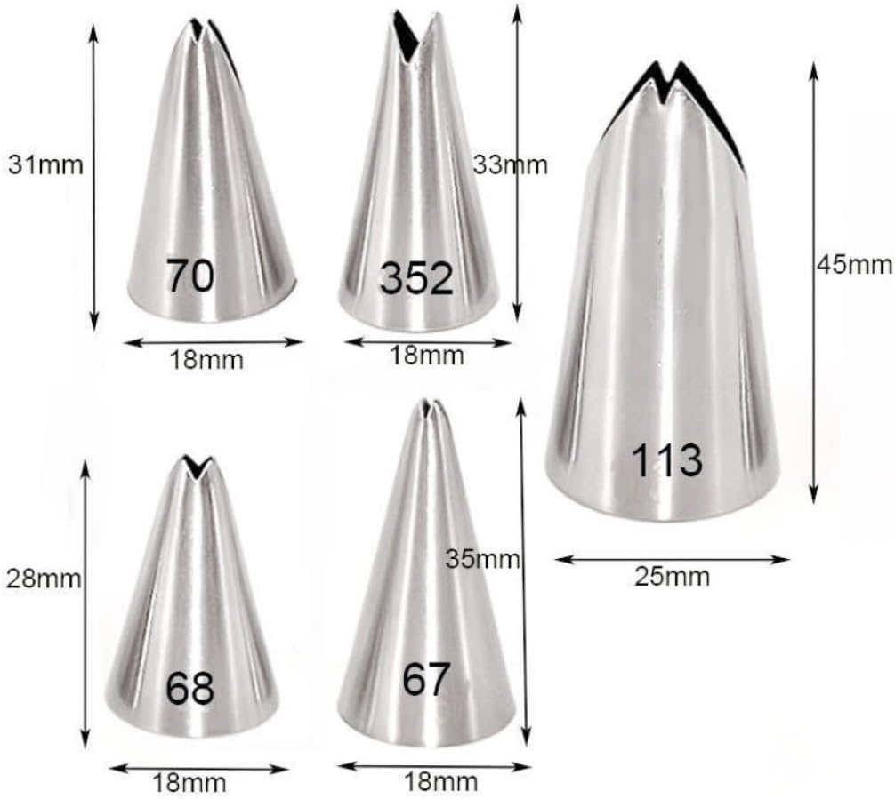 Baking Supplies Set of 5 Pcs Stainless Steel Leaf Icing Tips Piping Nozzles Cake Decorating Tool Cake Decorating Tips Set