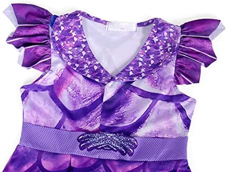 WonderBabe Girls Descendants Costume Dress for Halloween Fancy Party Dress up Outfit Kids Holiday Carnival Birthday Cosplay Clothes Purple Age 3-4 Years