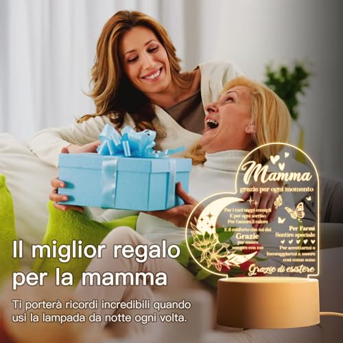 Lampada Di Cristallo Per Mamma WAVEJOE - Regalo Compleanno, Natale O Festa Della Mamma, Con Base Legno E USB - Foto 2
