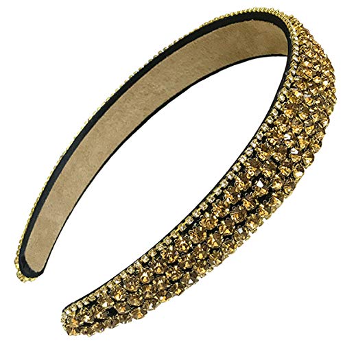 Numblartd Handmade Luxury Wide-edge Sparkle Crystal Rhinestone Headband Hair Hoop Band - Women Lady Fashion Comfortable Hair-Band Headwear Hair Accessories for Wedding and Party (Champagne)
