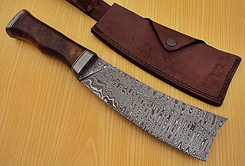 Cp-35 Custom Handmade Damascus Steel 12.00 Inches Cleaver Style Knife - Beautiful Handle #TOP1