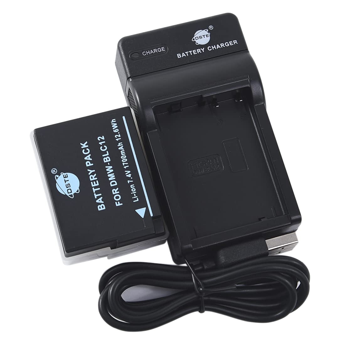 DSTE DMW-BLC12 Batterie Li-Ion et chargeur micro USB compatible avec appareil photo Panasonic BP-DC12, Sigma BP-51, V-LUX4, DMC GX8 G85 G7 FZ2000 FZ2500 FZ1000 FZ200 FZ300, Leica Q