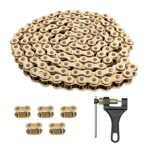 Belleone 520 Gold Motorcycle Chain 120 Links with Chain Breaker, 520 Standard Roller Chain with 5 Connecting Master Links