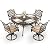 AIWOEN 5-Piece Cast Aluminum Patio Furniture, Patio Dining Set for 4 Include 54" Round Outdoor Dining Table and 4 Swivel Chairs with Cushions & Umbrella Hole (Bronze)