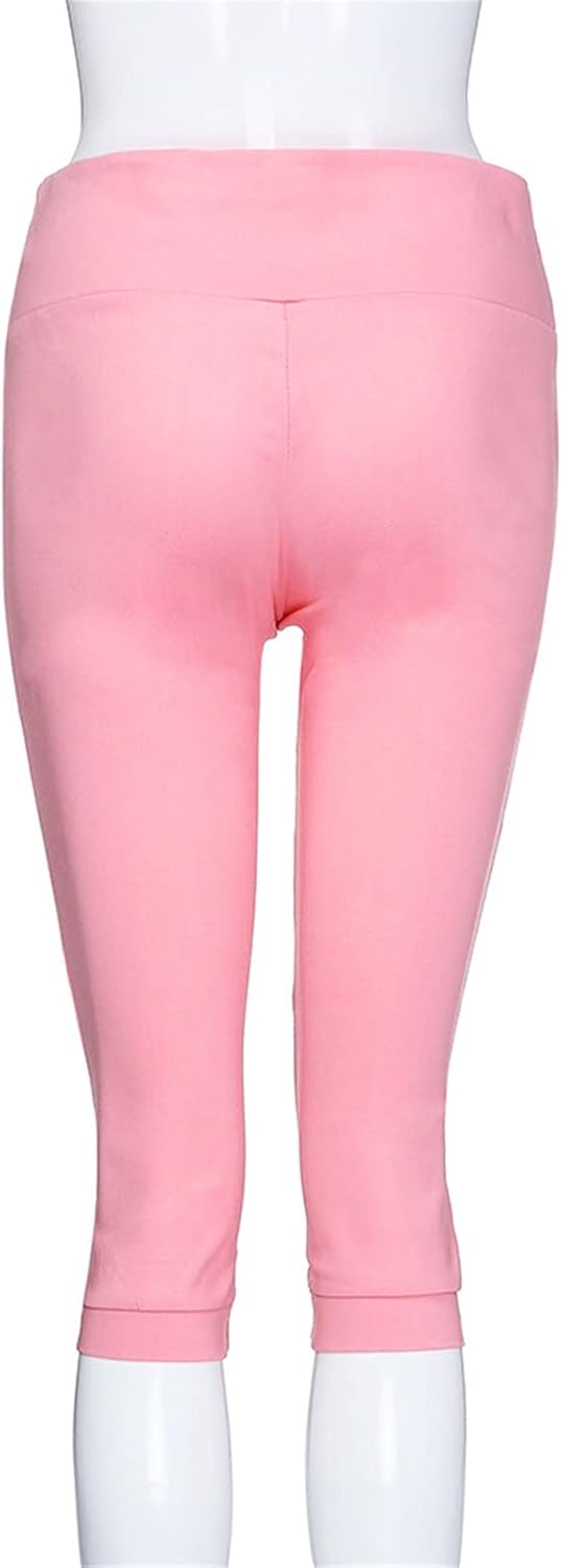 BEIBEIA Women's Yoga Leggings Plus Size, Summer Girls Mid Waist Fitness Elastic Printed Hem Ankle-Length Workout Pants : Clothing, Shoes & Jewelry