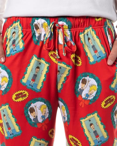 Beavis and Butt-Head Men's Christmas Sleep Tossed Print Pajama Pants For Adults3