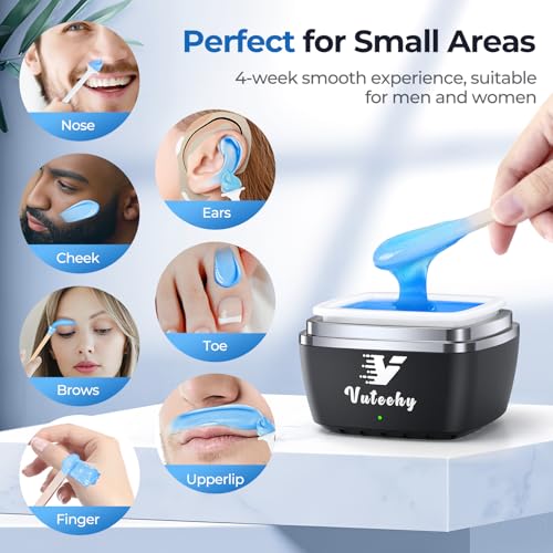 Image of Nose Wax Kit Men, Nose Ear Hair Removal Kit for Men Women, 40 Sticks, 100g Wax, USB Fast Heat, Smart Constant Temp, Painless Hair Removal Waxing Kit for Nose Ears Eyebrow Lip Facial, Blue