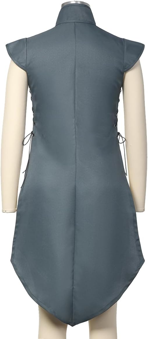 Medieval Renaissance Vest for Women,Viking Sleeveless Long Jacket Vintage Tailcoat Jacket Halloween Costume - Image 4