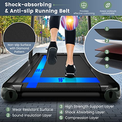 Image of Goplus 2 in 1 Folding Treadmill, 2.25HP Superfit Under Desk Electric Treadmill, Installation-Free with Remote Control, APP Control and LED Display, Walking Jogging for Home Office