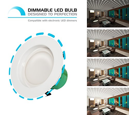 Westgate Lighting 12 Watt 4" Inch Recessed Lighting Kit Dimmable Led Retrofit Downlight With Integrated Smooth Trim 120V (3500K Neutral White 4 Pack) #TOP6