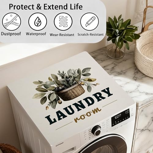 Image of Washer Dryer Top Cover Mat, Non-Slip Laundry Room Decor, Laundry Room Kitchen Appliance Decor Protector Universal 23.6 inchx19.7 inch (Laundry Room)