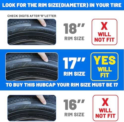 Winjet 17 Inch Universal Hubcaps Set of 4,Steel Wheel Rims Cover PP Material Universal Wheel Cover Replacement R17,Auto Tire Replacement Exterior Cap (17 Inch,Black Lacquer & Silver Lacque) — view 3