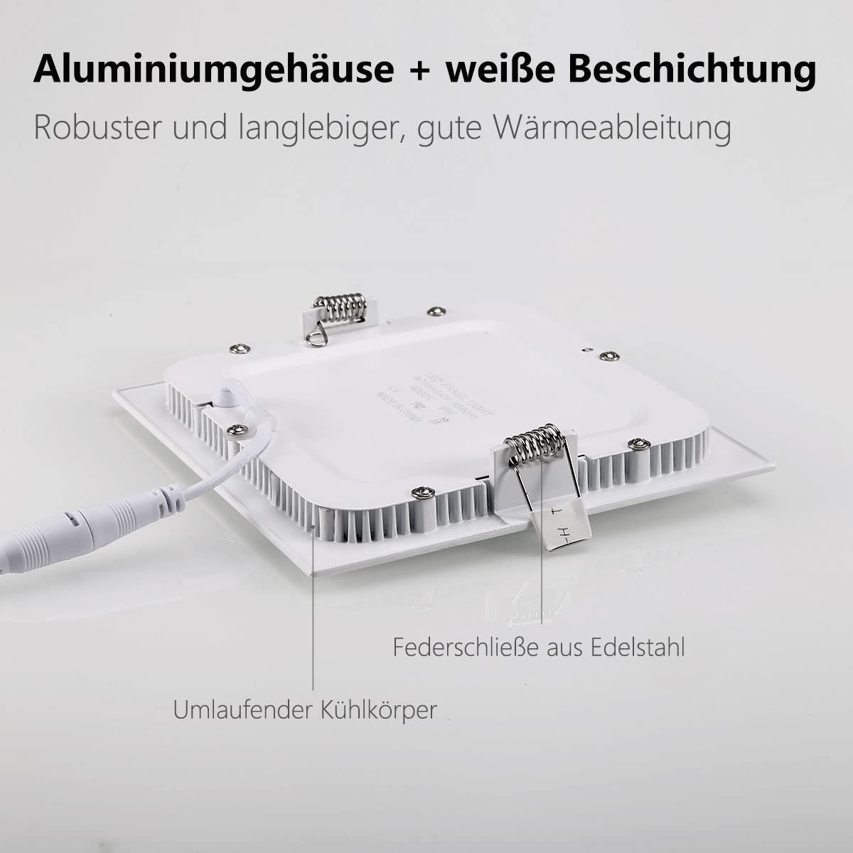 5er 9W LED Panel Weiß eckig Deckenleuchte Dimmbar Einbaustrahler, extrem flach,220V 720Lumen ersetzt 60W Leuchtstoffröhren LED Deckenleuten (3000k, 9w eckig Panel)