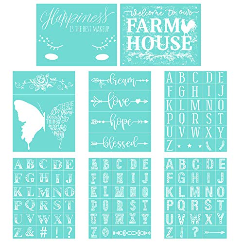 YeulionCraft Self-Adhesive Silk Screen Printing Stencils for Transfers with Letter Patterns