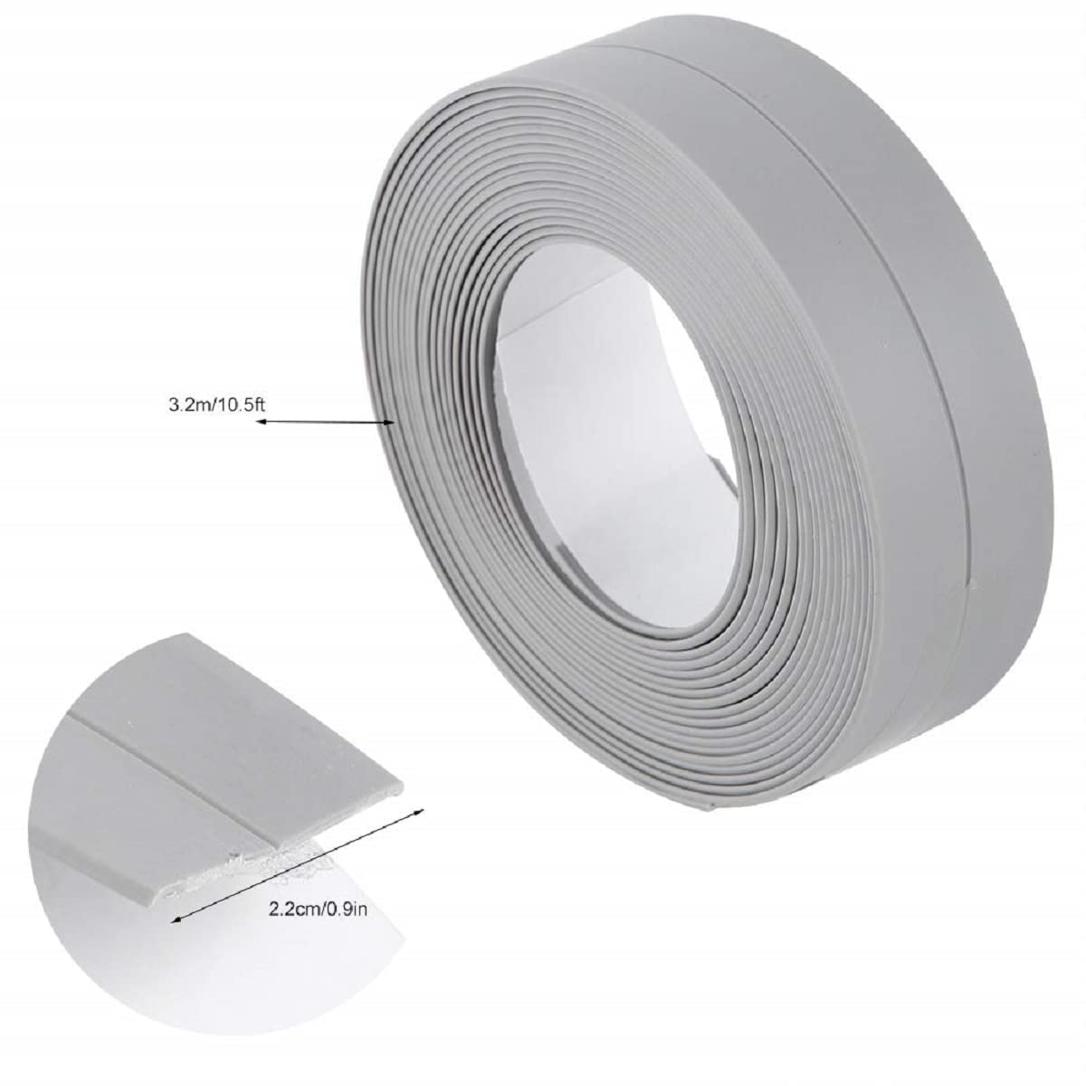 SHFTI 1 Pcs Caulk Strip PE Self Adhesive Bathroom Sealant Tape Waterproof Sealing Tape for Bathroom/Kitchen/Toilet/Bathtub/Wall Corner (W x L - 2.2cm x 3.2metre) (PACK OF 1, WHITE) 4