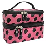 Cosmetic Bag MakeUp Case Double Layer Dot Pattern Portable Waterproof Wear Resistance Durable With 2...
