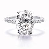 ASFKIPMF Classic Promise Ring 925 Sterling Silver Oval Cut 3ct AAA CZ Zircon Engagement Rings for Women 925 Sterling Silver Engagement Wedding Band Ring for Women Size L1/2