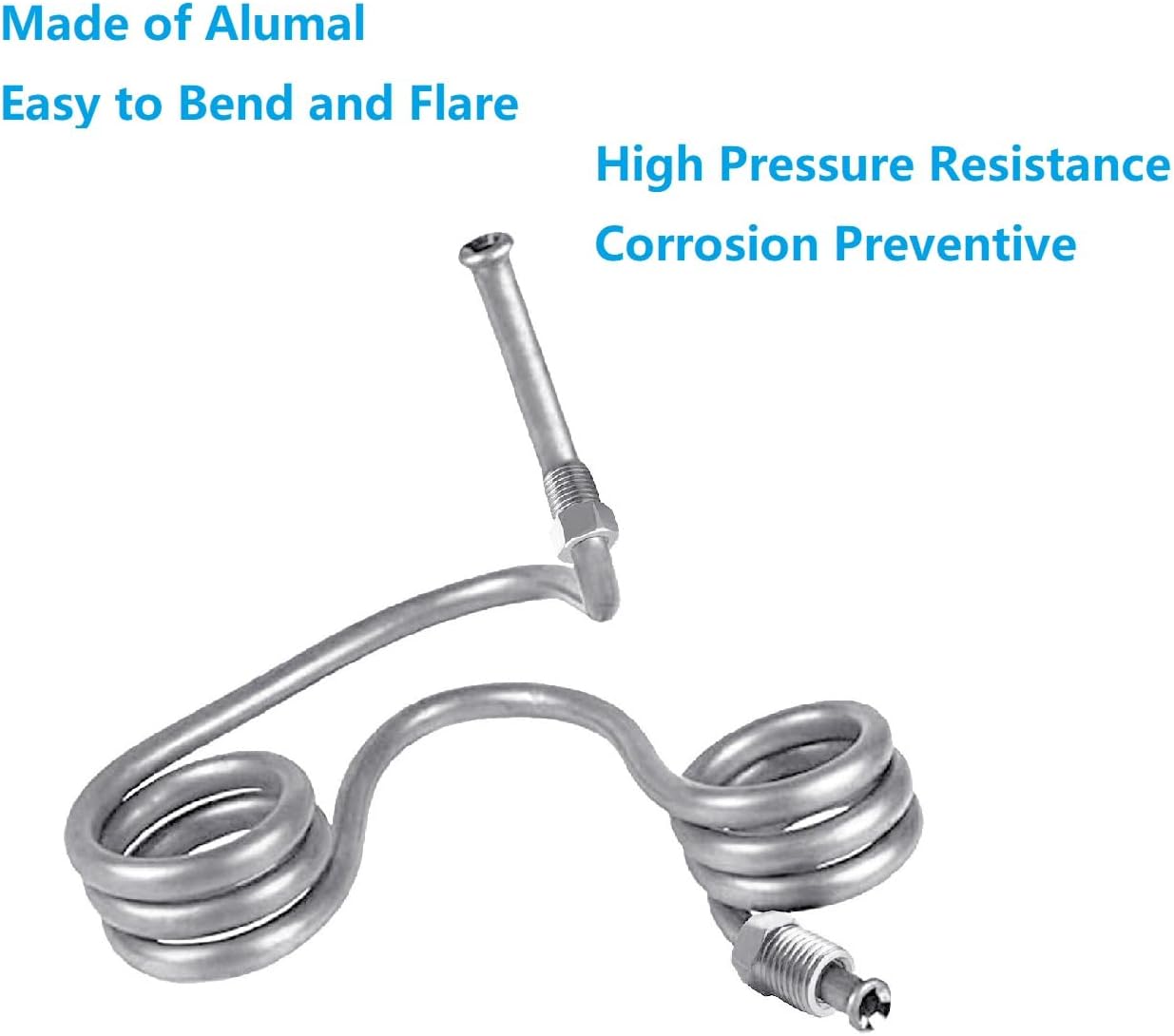 1/4” OD Brake Line, 25FT Alumal Tubing Kit with Fittings, Includes 16 Nuts, Wall Thickness: 0.035-inch(0.89mm), Corrosion Preventive, High Pressure Resistance, Easy to Bend