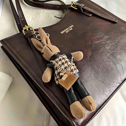 Bolsa tote de cuero vintage marrón vegana para mujer miniatura 6