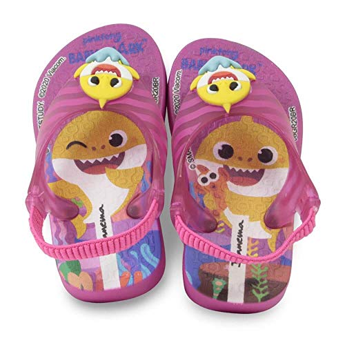 Slide Ipanema Baby Shark Bebê Menina Rosa/Rosa/Amarelo 22