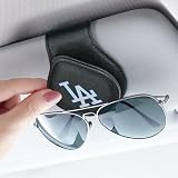 ARGUFI for MLB Los Angeles Dodgers Car Visor Sunglass Holder - Black Leather Eyeglass Case with Team Logo, Clip-On Sun Visor Organizer for Auto Interior, LA Dodgers Gifts