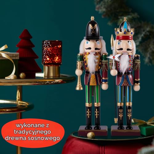 THE TWIDDLERS 2 duże drewniane figurki dziadka do orzechów, 30 cm – klasyczna dekoracja bożonarodzeniowa