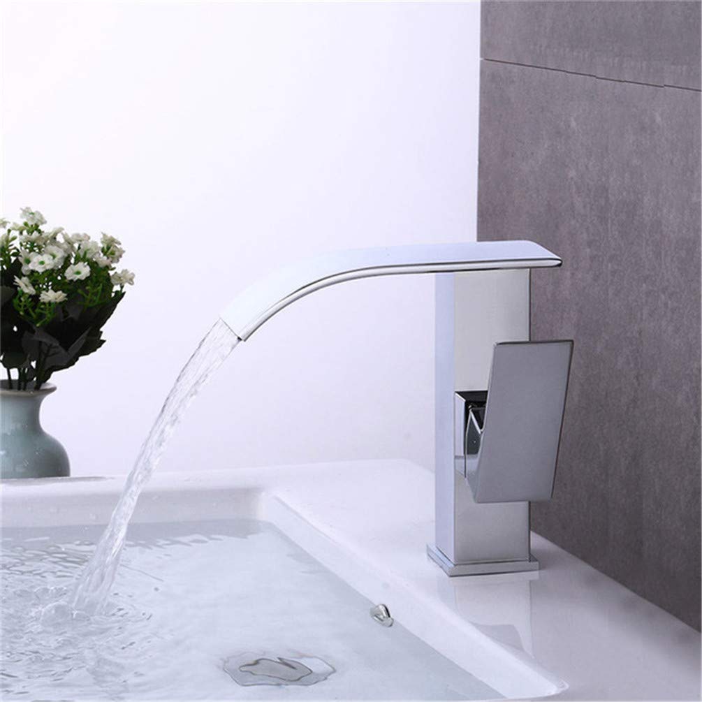 Robinet de lavabo mélangeur eau chaude froide anti éclaboussure mitigeur cascade d'évier noir
