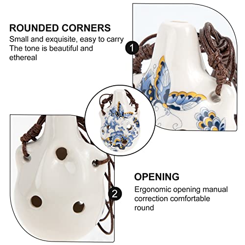 MILISTEN 6 Loch Ocarina Glazed Keramik Ocarina Instrument Alto C Anhänger Ocarina Halskette Flöte Weinflasche Stil China Blau für Kinder Erwachsene Anfänger (Schmetterling)