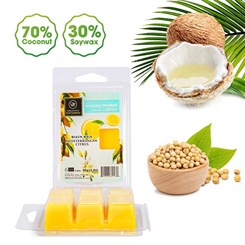 Cocosoy Organic Wax Melts Mediterranean Citrus Ecoaroma Natural Flowers Fragrance Oils. Great For Aromatherapy & Home Scent Botanical Collection , 2-Pack Of 12 Wax- Cubes #TOP3