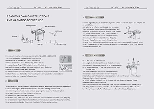 Electric Air Pump Ac/Dc Dual Use Equipped With 3 Interconnect Nozzles Air Flow 200L/Min Used For Inflatable Swimming Pools Boats Sofas Swimming Rings Bed Mattress #TOP6