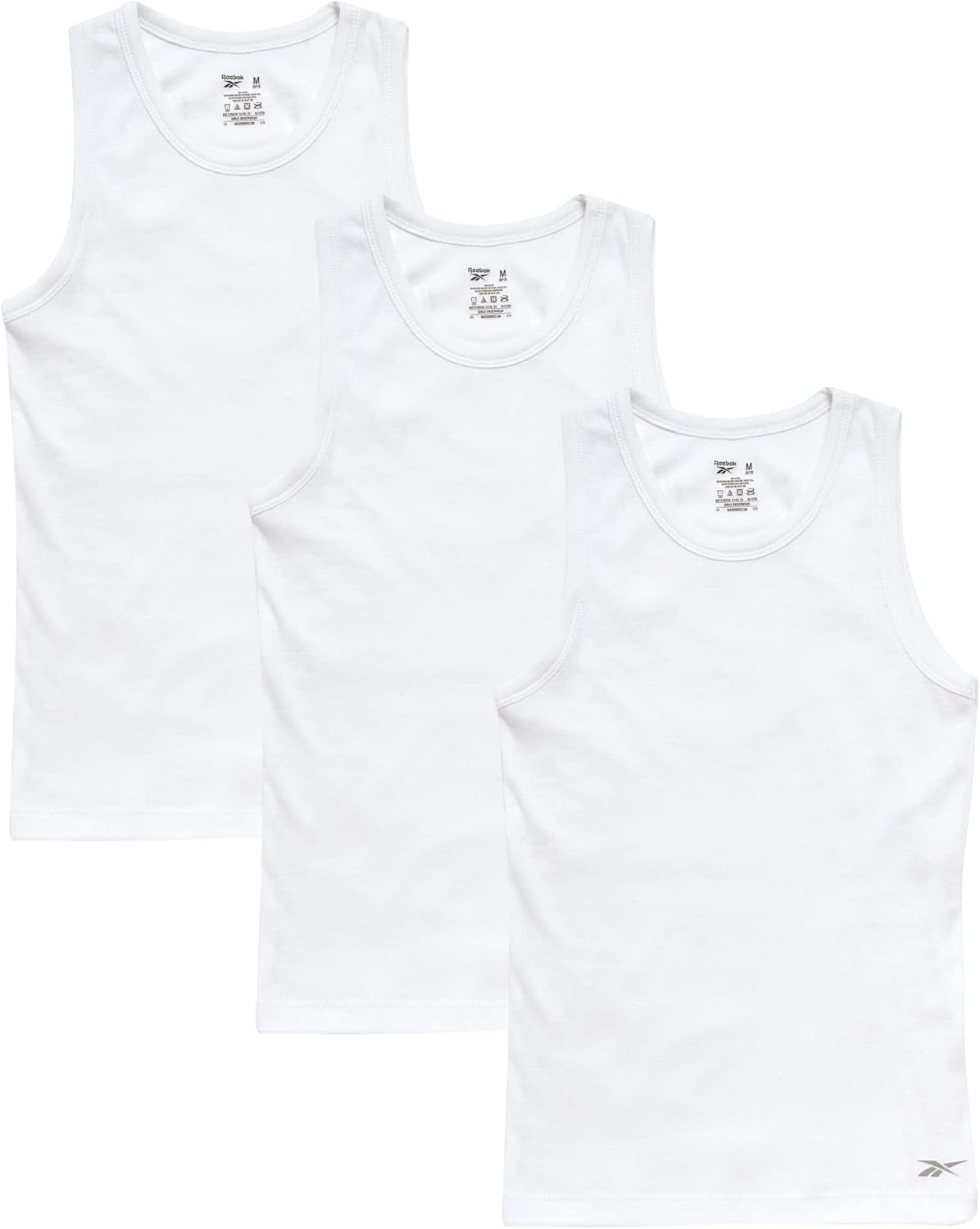Reebok Girls Tank Tops - 3/6 Pack Super Soft Cotton Sleeveless White Camisole Undershirts for Girls